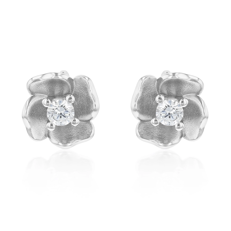 9ct White Gold & Diamond Blossom Earrings | Products | Baker Brothers ...