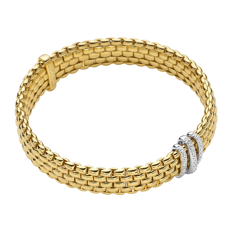 Fope Panorama Yellow Gold Flex'it Bracelet with Diamonds | Products ...