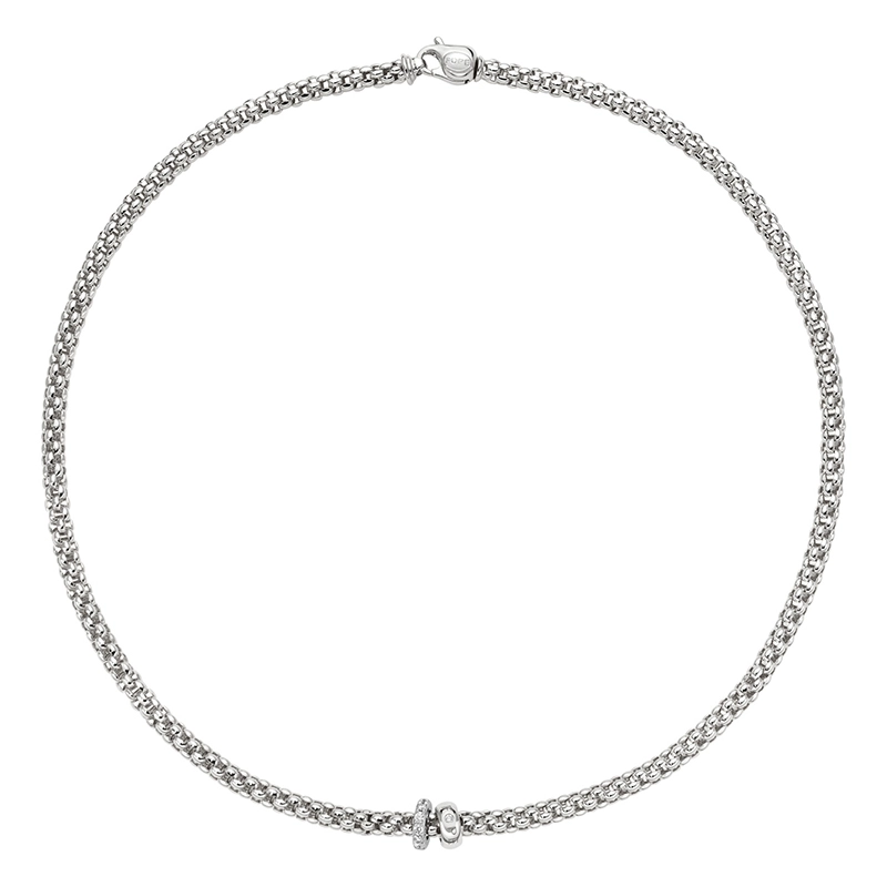 FOPE Solo White Gold Rondel Necklace with Diamond Pave | Products ...