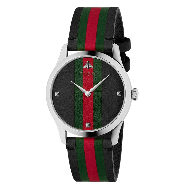 Gucci Steel G-Timeless Black/Green/Red Dial Watch - 38mm