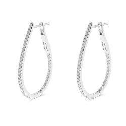 18ct White Gold 0.50CT Diamond Fine Hoop Earrings