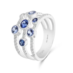 18ct White Gold 0.88ct Sapphire and Diamond Bubble Ring