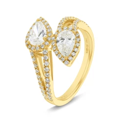 18ct Yellow Gold 1.52ct Diamond Crossover Ring