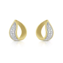 9ct Yellow Gold 0.04ct Diamond Ribbon Earrings