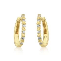 9ct Yellow Gold 0.17ct Diamond Hoop Earrings