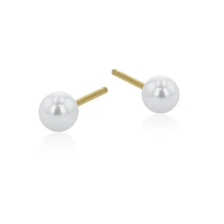 9ct Yellow Gold 6-6.5mm Cultured Pearl Earrings