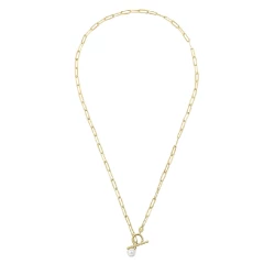 9ct Yellow Gold Freshwater Pearl T-Bar Necklace