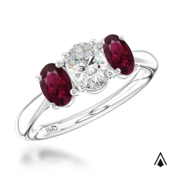 Florentina Oval 1.50ct Diamond & 1.79ct Ruby Trilogy Ring