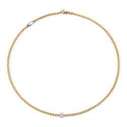 Fope Eka Yellow Gold 0.19 Diamond Rondel Necklace