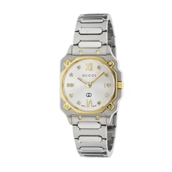 Gucci G-Flat 24mm Silver Diamond