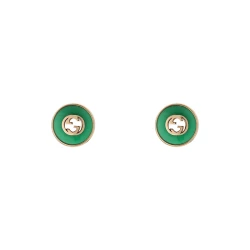 Gucci Interlocking Rose Gold Green Agate Earrings