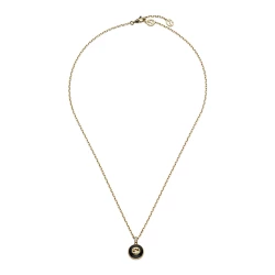 Gucci Interlocking Yellow Gold Onyx Necklace