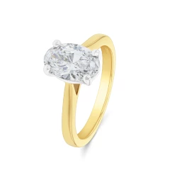 Laboratory Grown Oval Diamond 1.50ct Yellow Gold Ring