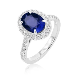 Platinum 2.30ct Sapphire & Diamond Halo Ring