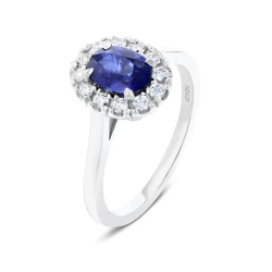 Platinum Oval 1.03ct Sapphire & Diamond Cluster Ring