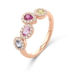 18ct Rose Gold Multi Colour Sapphire & Diamond Fancy Shapes Ring